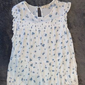 White & Blue Floral Tank